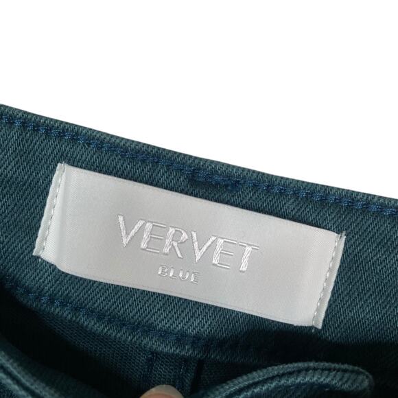 Vervet Blue High Rise Wide Leg Balsam Green Raw Edge Cropped Jeans SZ 29 - Picture 8 of 9